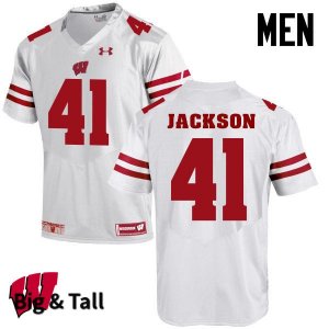 Men's Wisconsin Badgers NCAA #41 Paul Jackson White Authentic Under Armour Big & Tall Stitched College Football Jersey BA31L67PK
